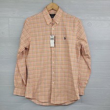 Polo Ralph Lauren Orange Plaid Long Sleeve Button Down Shirt Size Small NWT