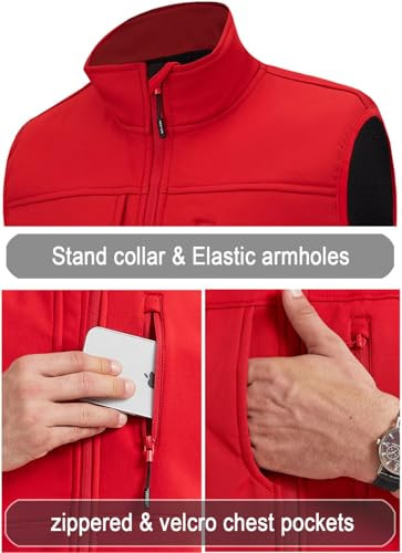 Mens Winter Vests Outerwear Fleece Lined Puffer Vest Warm Casual Large Red/02 - Bild 4 von 6