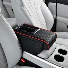 Car Center Console Cover Armrest Cushion Pockets w/ Cup & Phone Holder Universal
