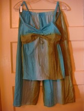 NWT Josie Natori Pajamas 2-Piece Set XS Aqua/...