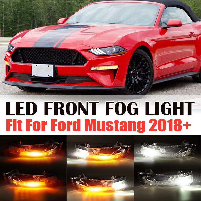 Pair DRL LED Bumper Fog Turn Signal Light for Ford Mustang 2018-2022 GT EcoBoost