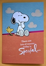 Peanuts "Snoopy" Happy Birthday Greeting Card (+Envelope 4.65x6.75"). 
