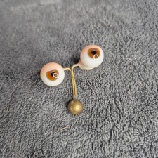 Vintage Antique Hand Blown Rocker Glass Doll Eyes Brown Replacement 14