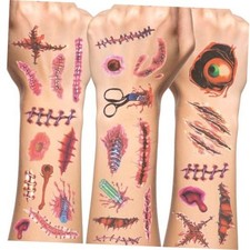 Halloween Temporary Tattoos, Realistic Fake Wound Tattoos Scar