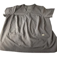 Figs 4XL Technical Collection 2 Pocket V-Neck Scrub Top Gray