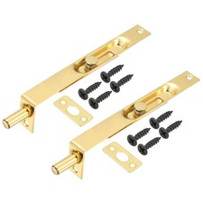 2 Pcs 6"x0.71" Flush Bolt Door Concealed Slide Lock Latch Gold Tone