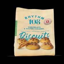 Image of Rhythm 108 Swiss Vegan Chocolate Salted Caramel Biscuit Share Bag 135g - 4 Pack