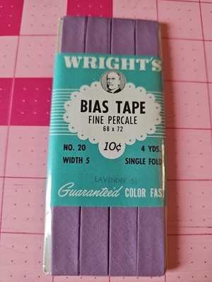 4 Yards Lavender 1/2'' Wide Single Fold BIAS TAPE 100% Cotton Wrights Vintage