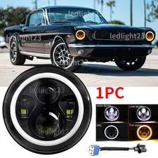 White Halo 7" Round Led Headlight Fit Ford Mustang 1965 1966 1967 1968 1969-1973