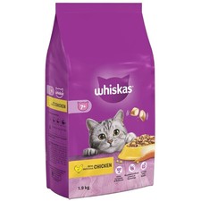 Whiskas 7+ Senior Chicken 4 x 1.9 kg Bags, Senior Dry Cat Food 3.81 per kilo