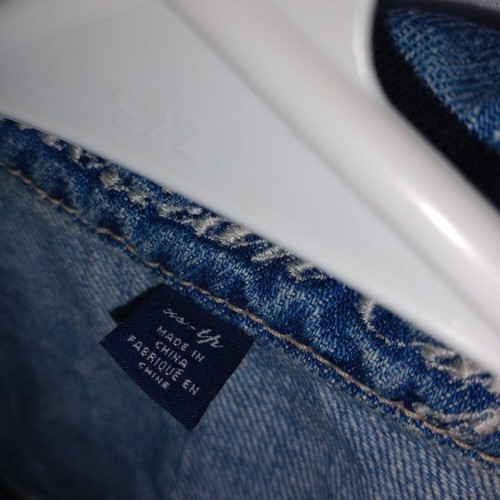 Giacca jeans American Eagle cropped blu invecchiato cotone denim tasche XS - Foto 9 di 9