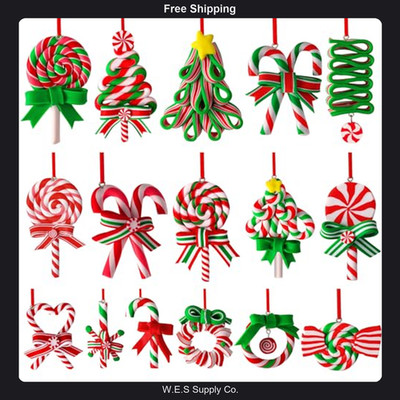 16Pcs Christmas Lollipop Ornaments Candy Tree Decorations Holiday Decor