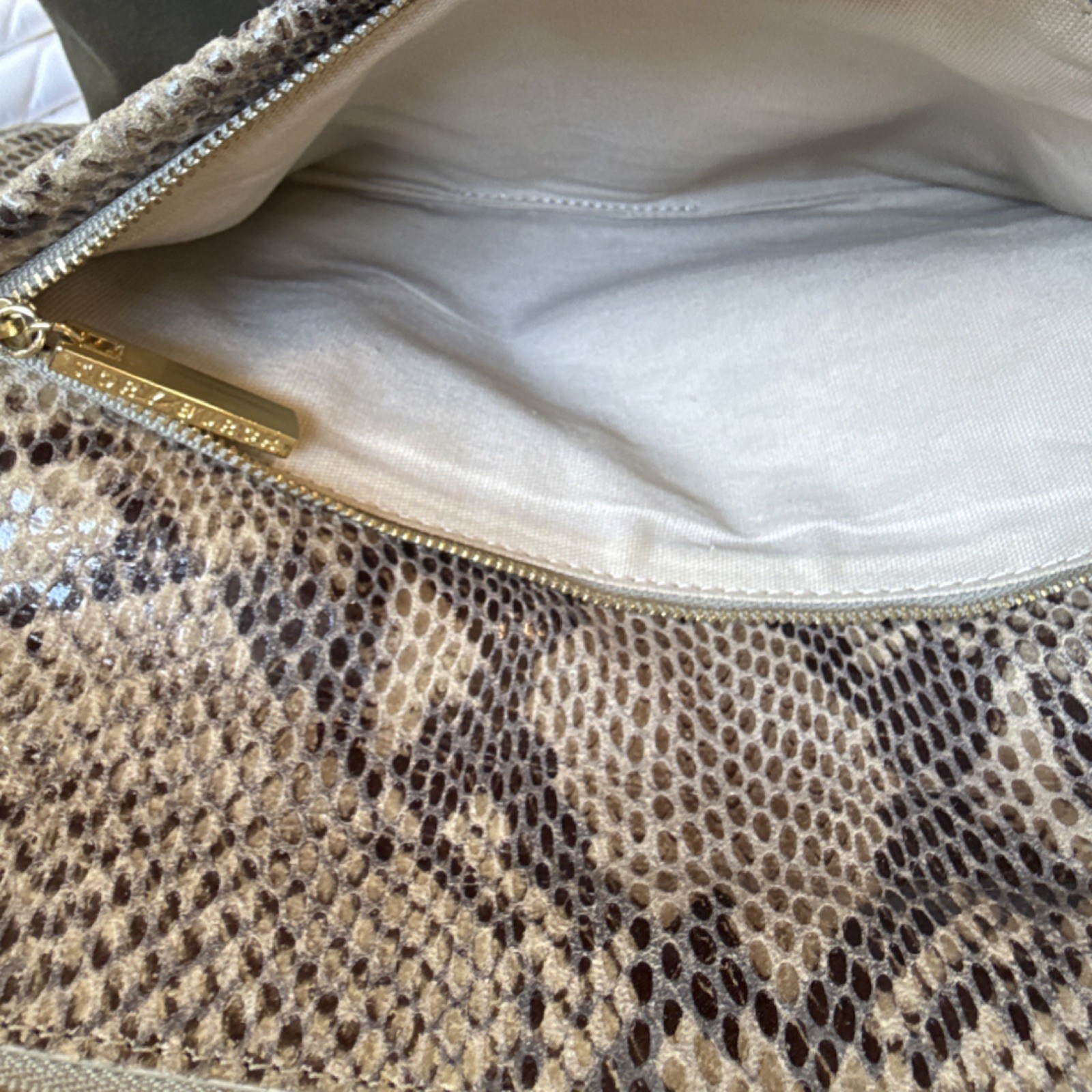 Tory Burch Audra Reva Beige Python Print Shoulder… - image 4