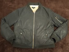 Missguided Striped Tailored Bomber Jacket Fleece Lined Green Size M