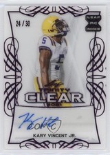 2021 Leaf Trinity Clear Auto Pink Foil 24/30 Kary Vincent Jr #CA-KVJ Auto 0sm9