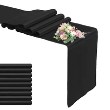 Black Satin Table Runner 10 Pack 12x108 Inch Long for Wedding Birthday