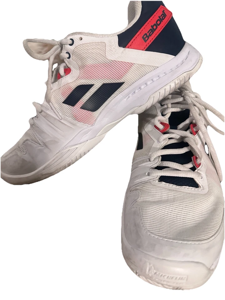 Zapatillas de tenis Babolat SFX3 para todas las canchas blancas/azul estatal/rojo talla 7,5 Foto 3 de 4