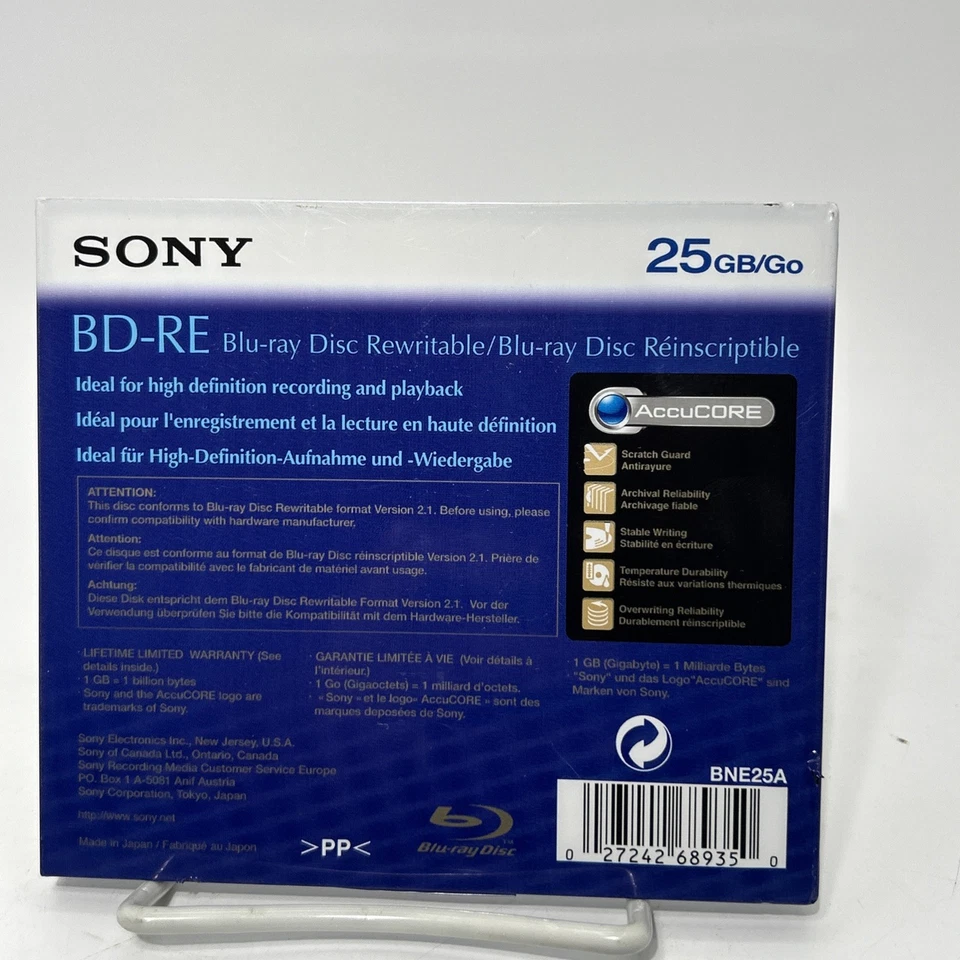 LOTE de 3 discos Blu-Ray regrabables Sony BD-RE 25 GB 1-2X nuevos sellados Foto 2 de 2