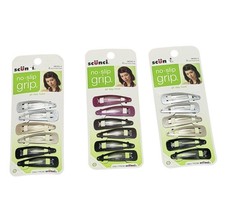 Lot 3 Packs Of Scunci No-Slip Grip All Day Hold Hair Snap Clips, 18 Clips Total