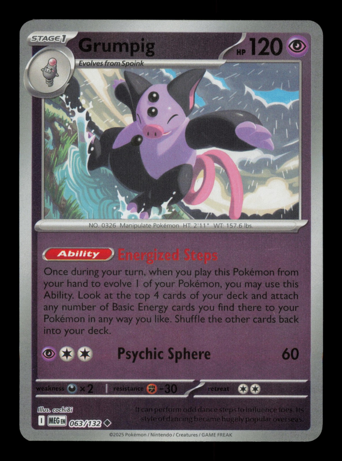 Grumpig Uncommon ME01: Mega Evolution 063/132 Reverse Holofoil NM