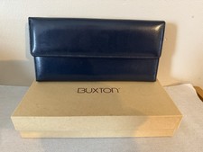 Vintage BUXTON Wallet Slim Clutch Coin Purse Checkbook Organizer Dark Blue NIB