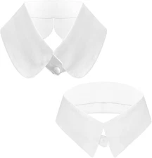 2PCS Detachable Fake Collar Women White Faux Shirt Collar Round & Pointed Style