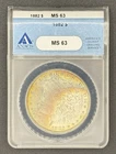 1882 Morgan Silver Dollar ANACS MS63 Rainbow Toned