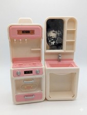 Vintage Barbie Pink Kitchen Set Sink Oven 10 11  Doll Accessories Mattel Parts