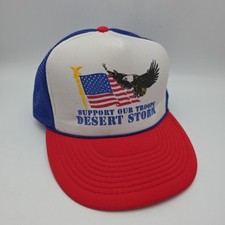 Support Our Troops Desert Storm Vintage OTTO Trucker Hat USA OSFM