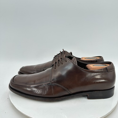 Prada Herren Größe 8,5 Braun Leder Schürze Zehe Schnürung Derby Elegant Schuhe - Bild 2 von 11
