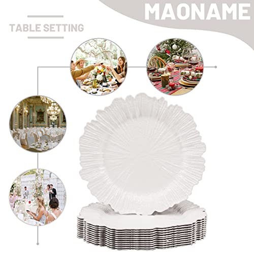 White Charger Plates Set of 12, Reef Plate Chargers for Dinner Plate, Plastic - Picture 6 of 7