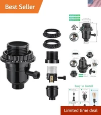 Durable Medium Base Lamp Socket with 2 Shade Rings for Easy Replacement