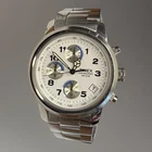 Vintage Timex Chronograph Miyota Watch Stainless Bracelet Chrono White Silver H1