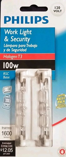 Philips 100W 120V Clear RSC Base T3 Work Light & Security Bulbs NEW SEALED - Picture 4 of 4