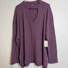 Terra & Sky Tunic Size 4X Women’s  Purple Ribbed Keyhole Neck Cottagecore Gothic