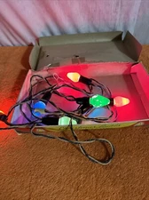 X•Vintage 7 Light C-7 Yule Glo Christmas Set in Original Box w Cord & Lights