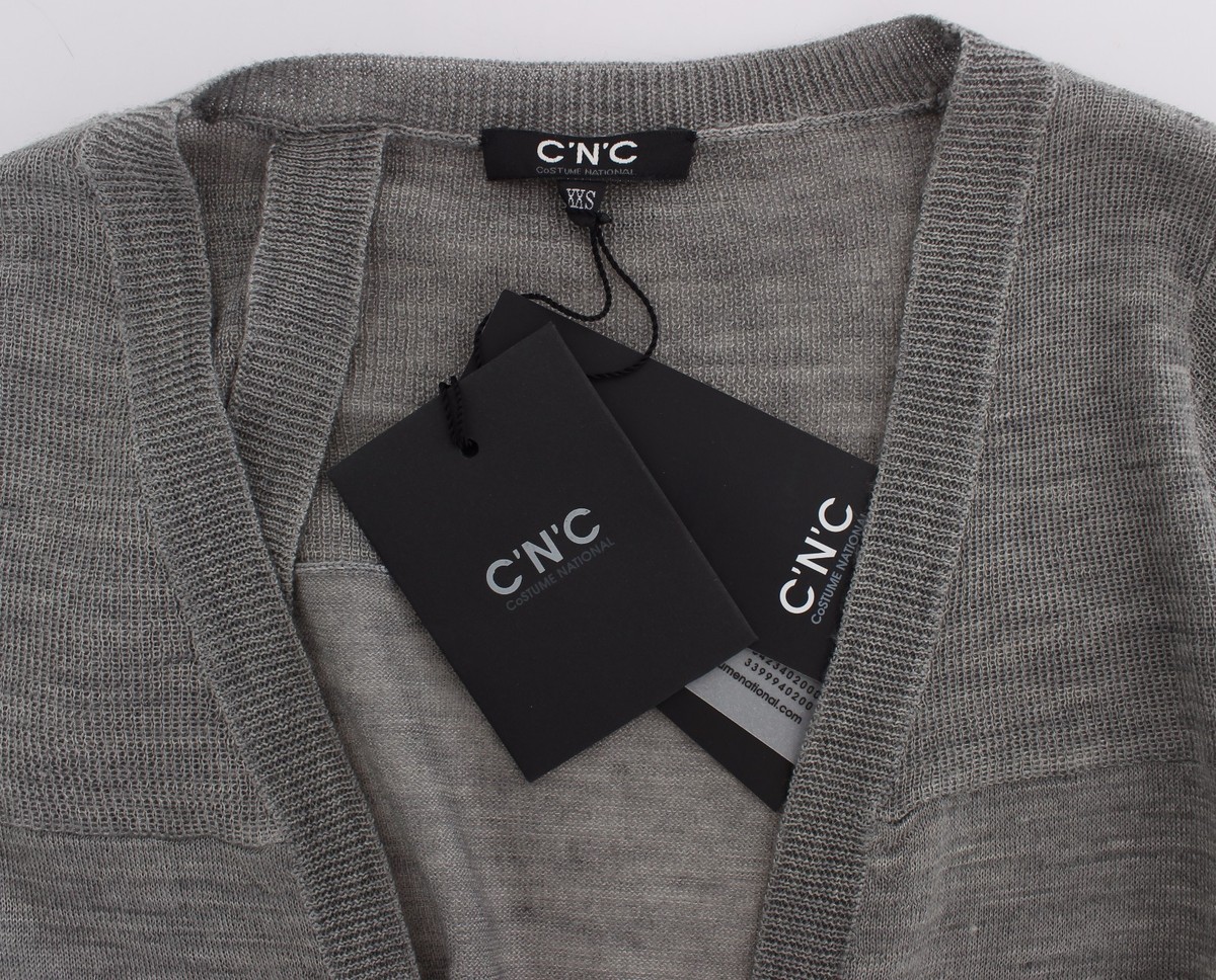 トップス costume national bondage cardigan C'N'C COSTUME NATIONAL Sweater Cardigan Gray White Wool Blend s