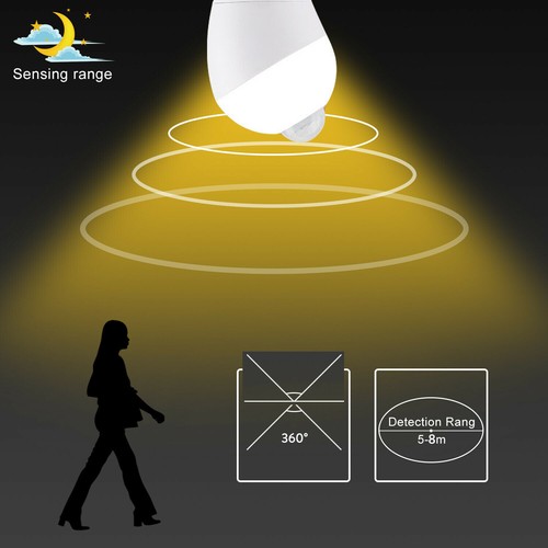 PIR Motion Sensor LED Light Bulb E27 E26 B22 7W 9W Globe Stairs Night Light Lamp - Picture 9 of 12
