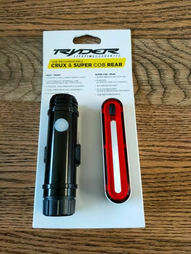 RYDER Crux Front & Super Cob Rear USB Rechargeable Lights - Afbeelding 1 van 5