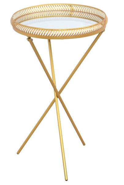 Beistelltisch Goldfarben Wohnzimmertisch Couchtisch Glastisch Metalltisch Tisch-image