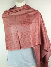 Om Yoga Hippy Meditation Prayer Maroon Shawl Cotton Scarf Large Handmade Nepal