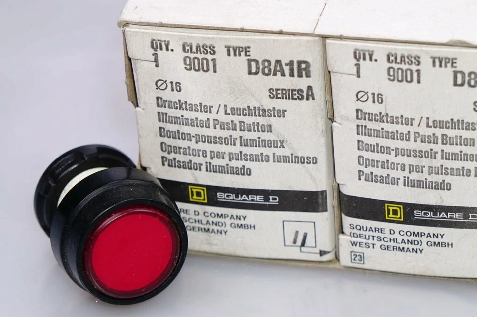 SQUARE D / TELEMECANIQUE D8A1R Drucktaster-Leuchttaster rot 9001 OVP NEU - Bild 1 von 1