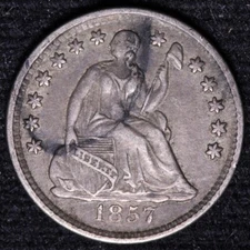 1857 Seated Liberty Half Dime CHOICE XF+/AU FREE SHIPPING E832 XNE