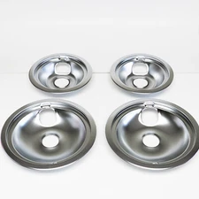4 Piece Chrome Drip pan Set for GE 2 WB31M16 and 2 WB31M15