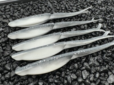 35pc 5 Inch Smoke Shad Flash jerk Bait Super Fluke style soft Plastic Bass Bait