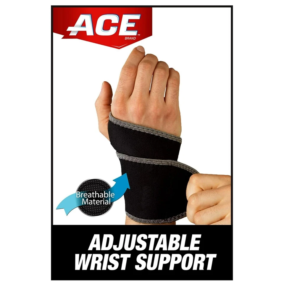 ACE Brand Adjustable Compression Wrist Support, Black – One Size Fits All - Image 2 of 4