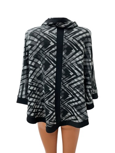 JOSEPH RIBKOFF Gr. L Poncho Bluse Oberteil Top Rollkragen Schwarz Grau - 第 4/7 張圖片