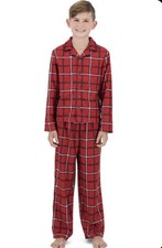 Tommy Hilfiger Boys Plaid Long Sleeve 2-Piece Pajama Set, Scarlett Red