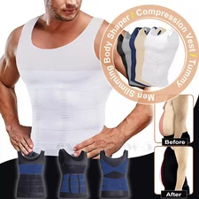 MEN SLIMMING BODY SHAPER BELLY COMPRESSION VEST TUMMY CONTROL UNDERWEAR T-SHIRT