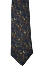 100% Silk Tie Derby Prized Horses Navy Blue 55" Michael David Tie Made in USA